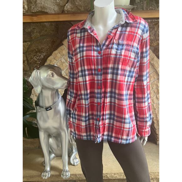L.L. Bean Fleece Lined Button Down Long Sleeve Shirt Jacket Women's Size M - Picture 1 of 6